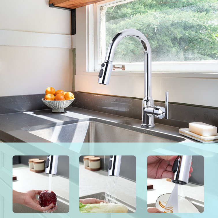 Polished Chrome Kitchen Faucet Spray Head with 9 Adapters