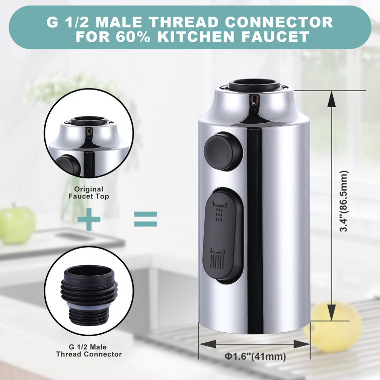 Polished Chrome Kitchen Faucet Spray Head with 9 Adapters