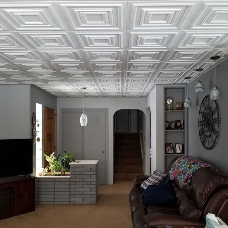 Ultra Pure White Polystyrene Coffered Ceiling Tile Set