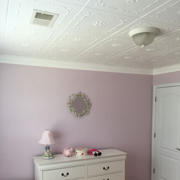 Ultra Pure White Faux Tin Glue-Up Ceiling Tile