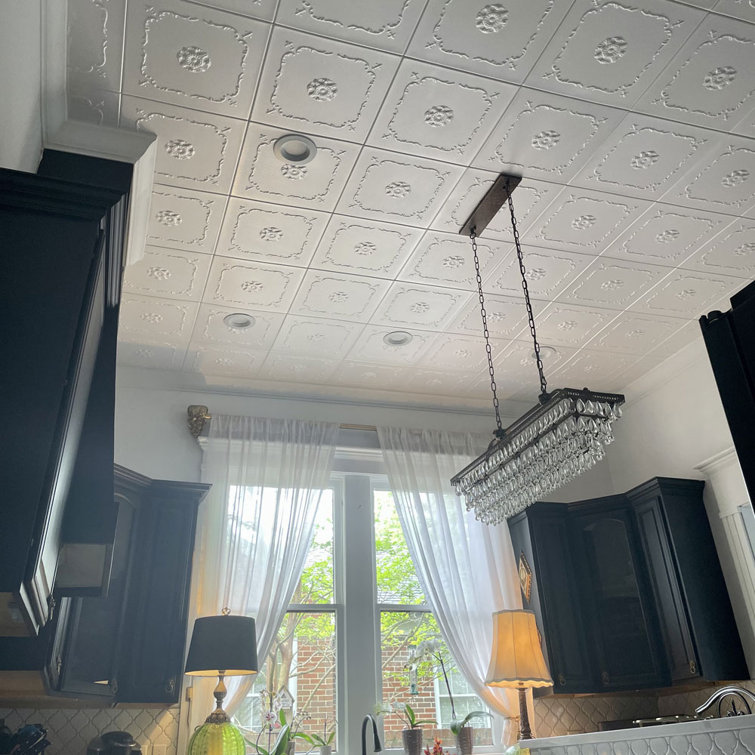 Ultra Pure White Faux Tin Glue-Up Ceiling Tile