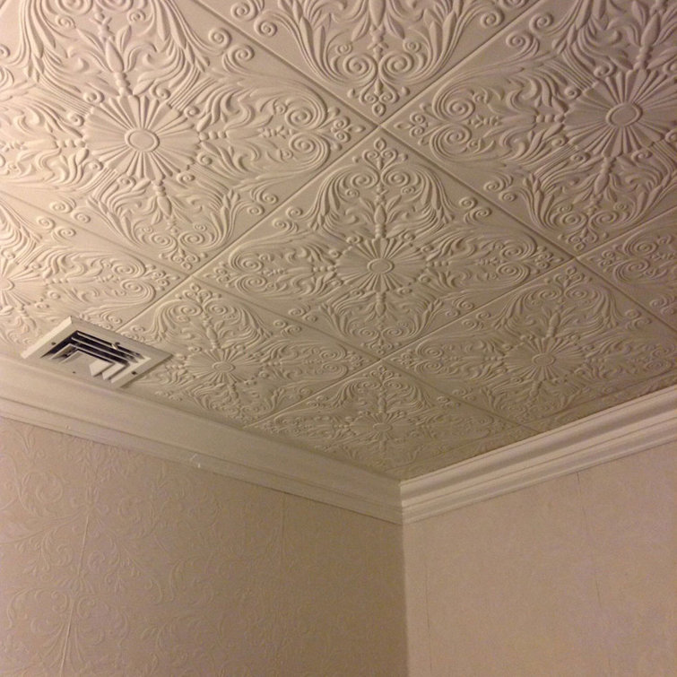 Victorian Ultra Pure White Polystyrene Glue-Up Ceiling Tile