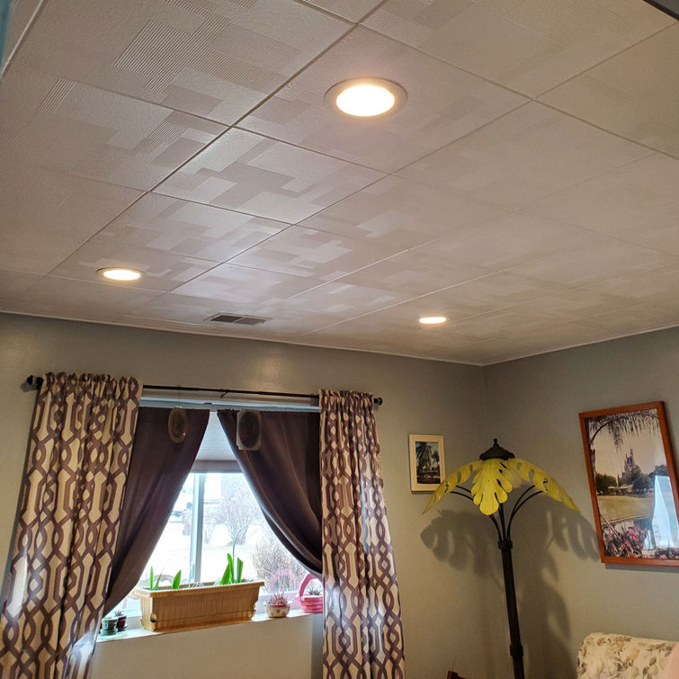 Ultra Pure White Faux Tin Glue-Up Ceiling Tile