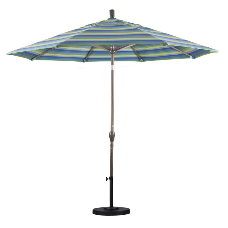 9-Foot Seville Seaside Blue and White Aluminum Patio Umbrella