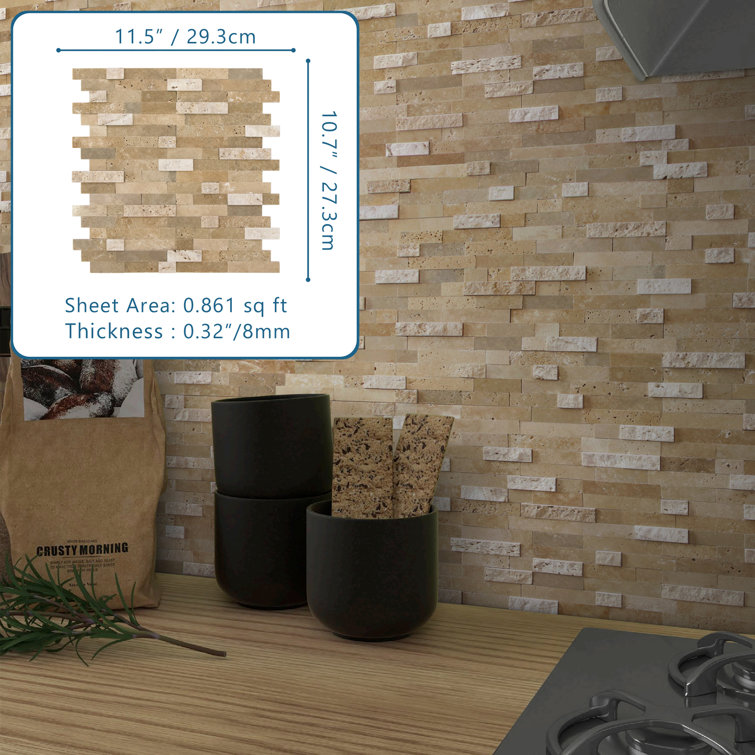 Beige 3D Natural Stone Peel and Stick Mosaic Tile