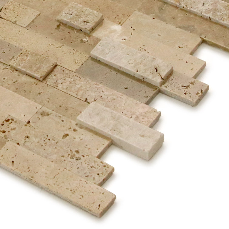 Beige 3D Natural Stone Peel and Stick Mosaic Tile