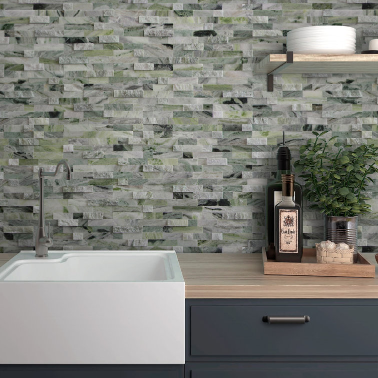 Emerald Green Natural Marble Peel and Stick Mosaic Tile