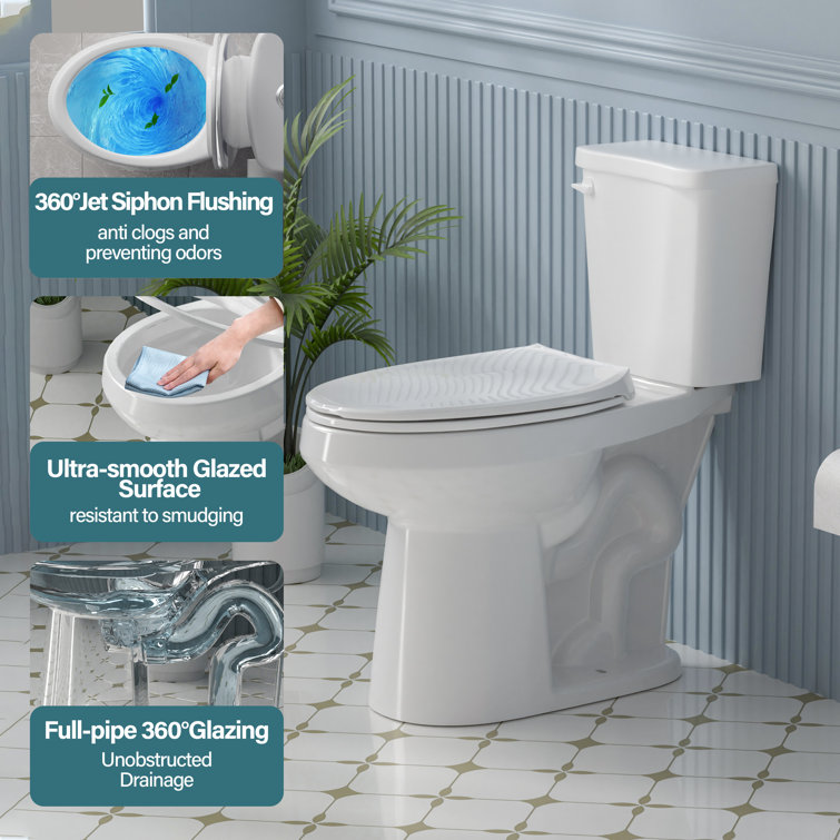 Aguamaph 20 in. White Elongated Two-Piece Toilet with Seat