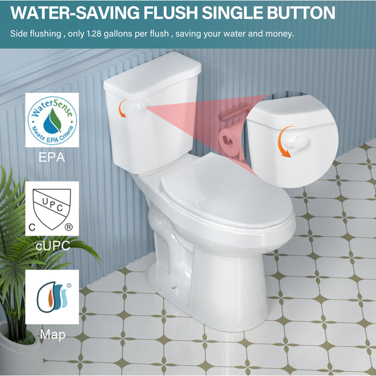 Aguamaph 20 in. White Elongated Two-Piece Toilet with Seat