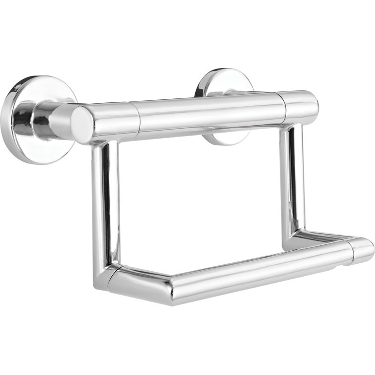 Chrome Wall Mounted Toilet Paper Holder with Assist Bar