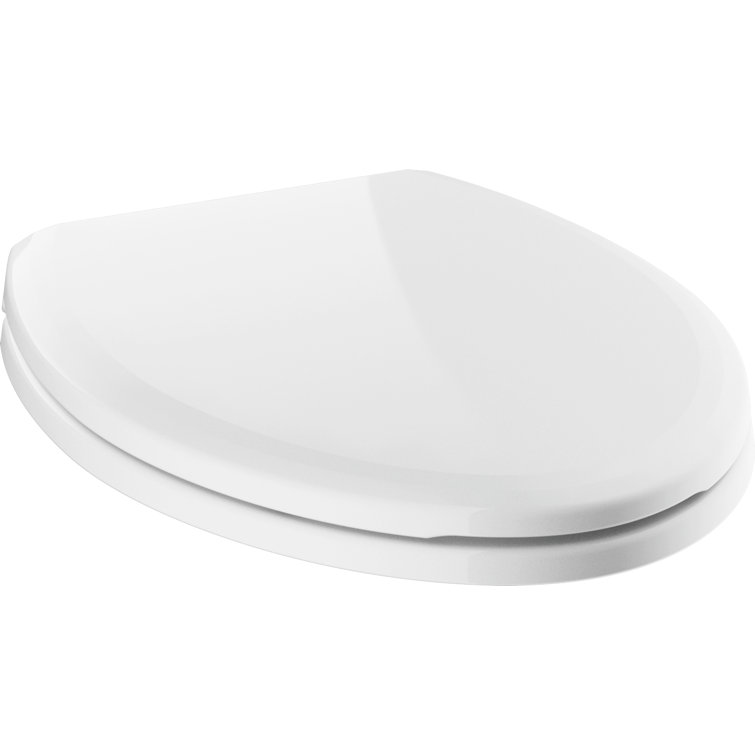 White Elongated Slow-Close Modern Toilet Seat