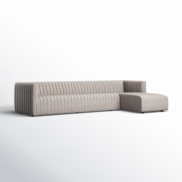 Orly Natural Velvet L-Shaped Sectional Sofa