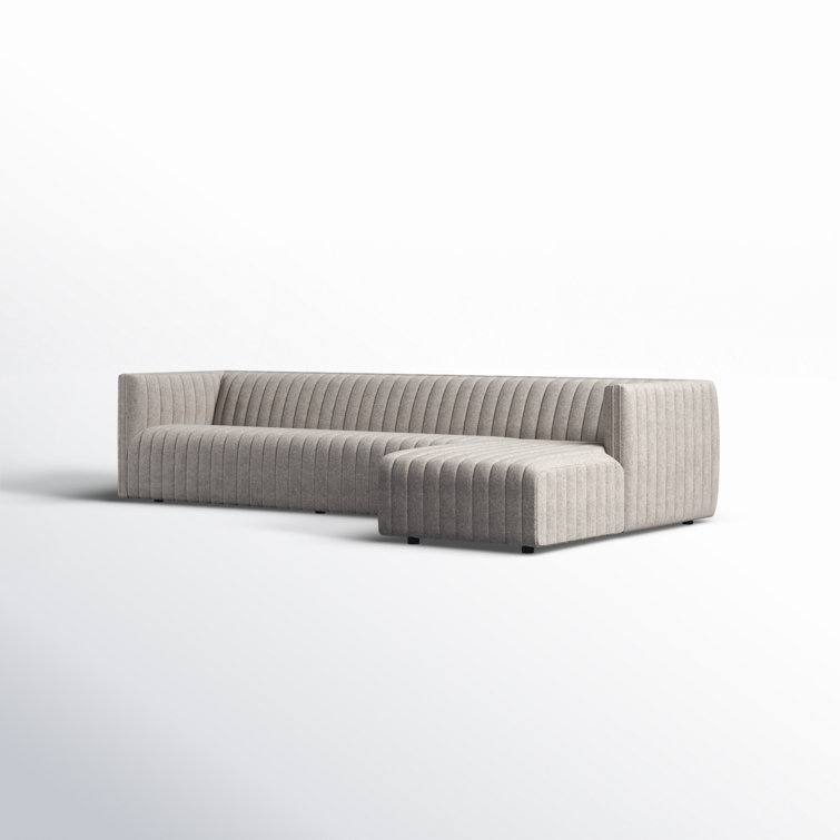 Orly Natural Velvet L-Shaped Sectional Sofa