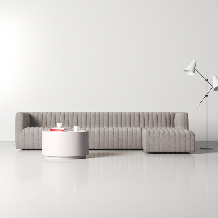 Orly Natural Velvet L-Shaped Sectional Sofa
