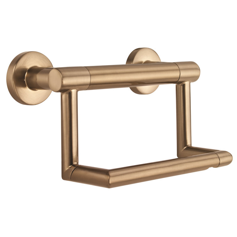 Champagne Bronze Wall Mount Toilet Paper Holder with Assist Bar