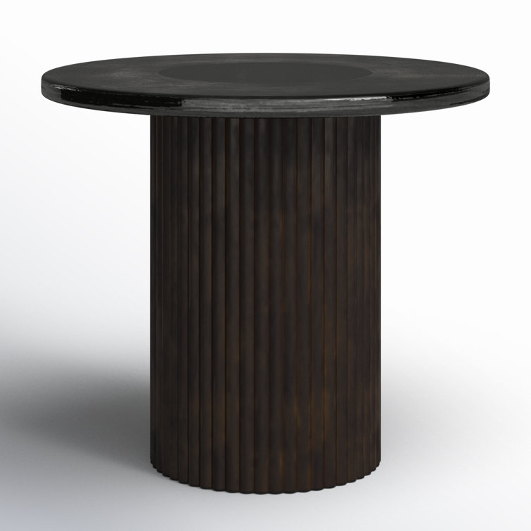 Rustic Brown Round Metal and Glass End Table