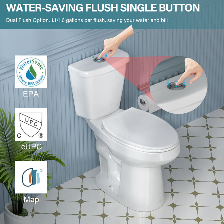 19 in. White Vitreous China Dual Flush Elongated Toilet