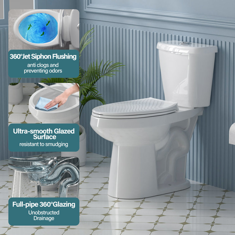 19 in. White Vitreous China Dual Flush Elongated Toilet