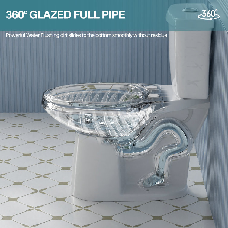 19 in. White Vitreous China Dual Flush Elongated Toilet