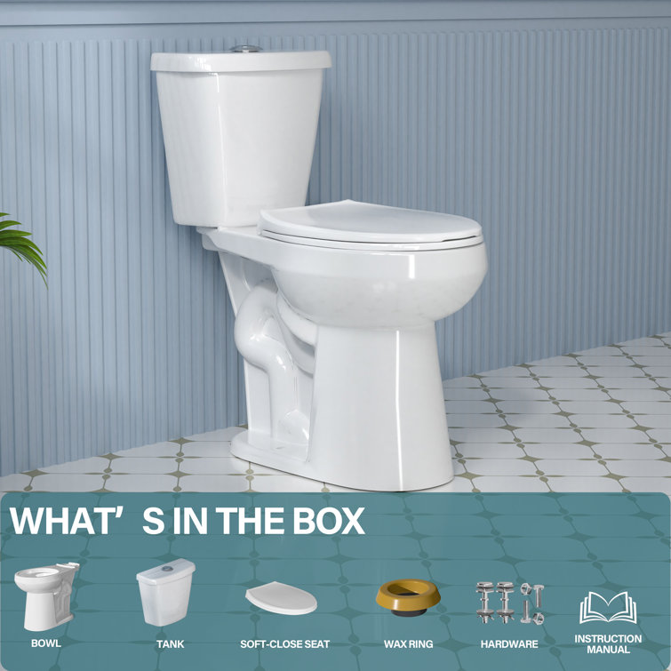 19" White Vitreous China Dual Flush Round Two-Piece Toilet