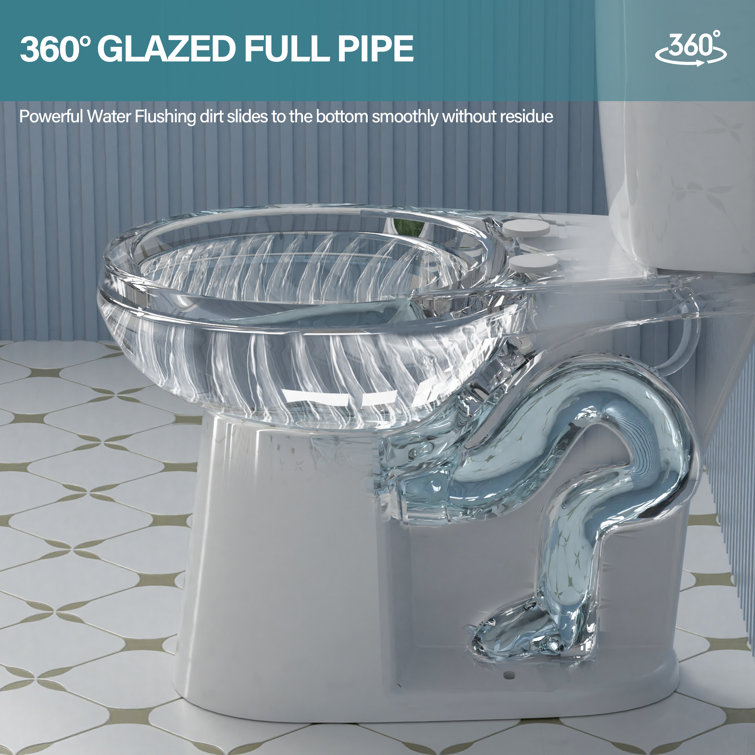 19" White Vitreous China Dual Flush Round Two-Piece Toilet