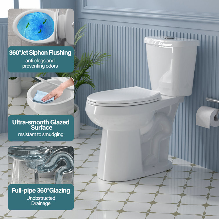 19" White Vitreous China Dual Flush Round Two-Piece Toilet