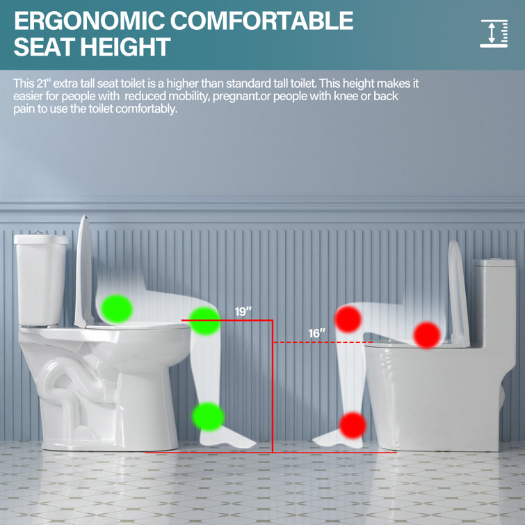 19" White Vitreous China Dual Flush Round Two-Piece Toilet