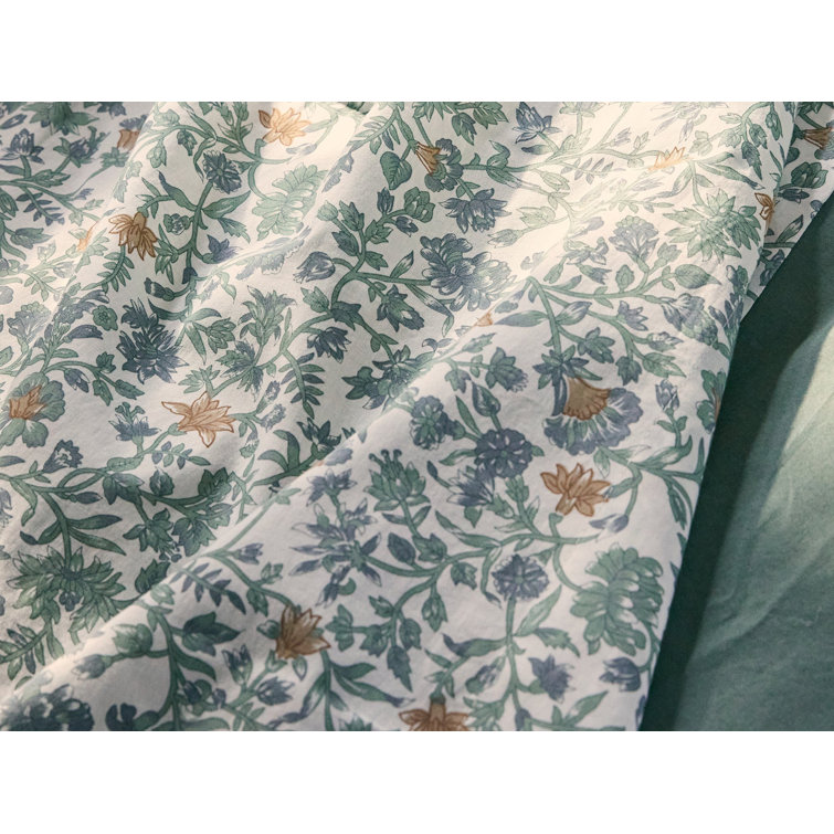King Organic Cotton Floral Percale Duvet Cover