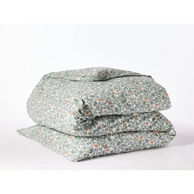 King Organic Cotton Floral Percale Duvet Cover