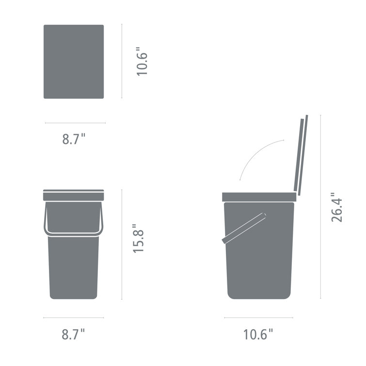 Gray Polypropylene 4.2 Gallon Recycling Bin for Kids