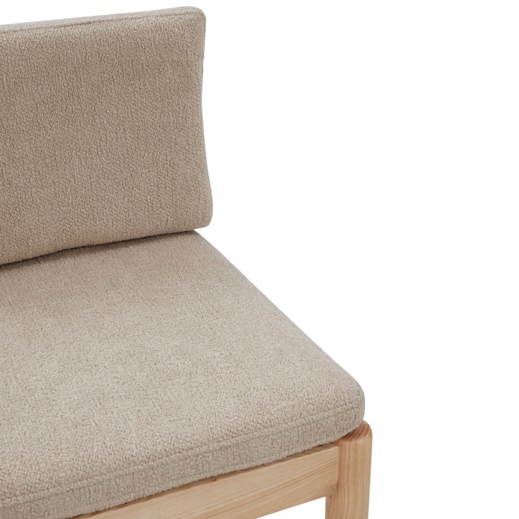 Oatmeal Boucle Upholstered Natural Wood Counter Stool