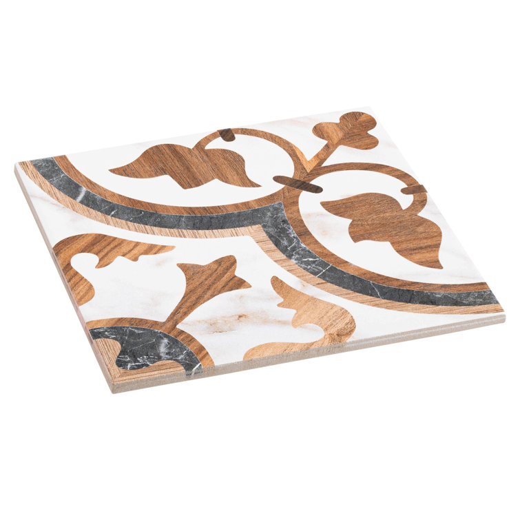 Istanelle 8" Brown and White Porcelain Encaustic Tile