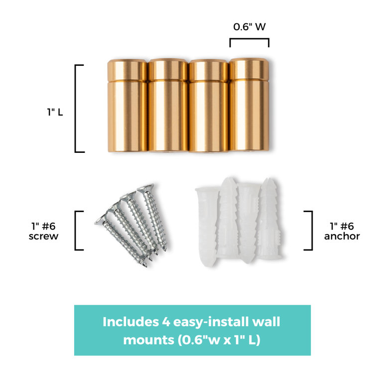 Gold 1-Inch Acrylic Floating Frame Wall Mount Hardware Set