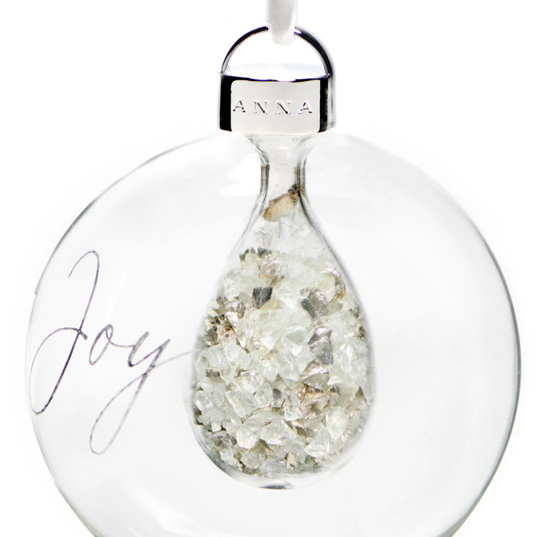 Clear Crystal Joy Hanging Christmas Ornament