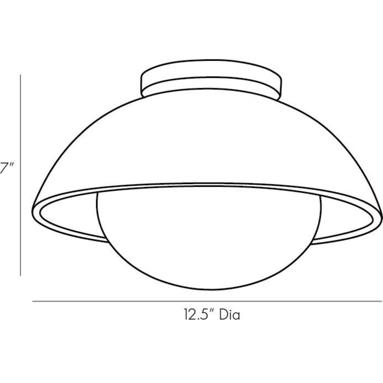 Matte Black and White Glass 12.5'' Flush Mount Ceiling Light