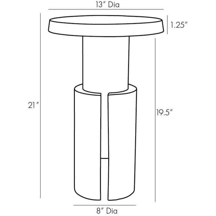 Petite Round Brass and Aluminum Accent Table