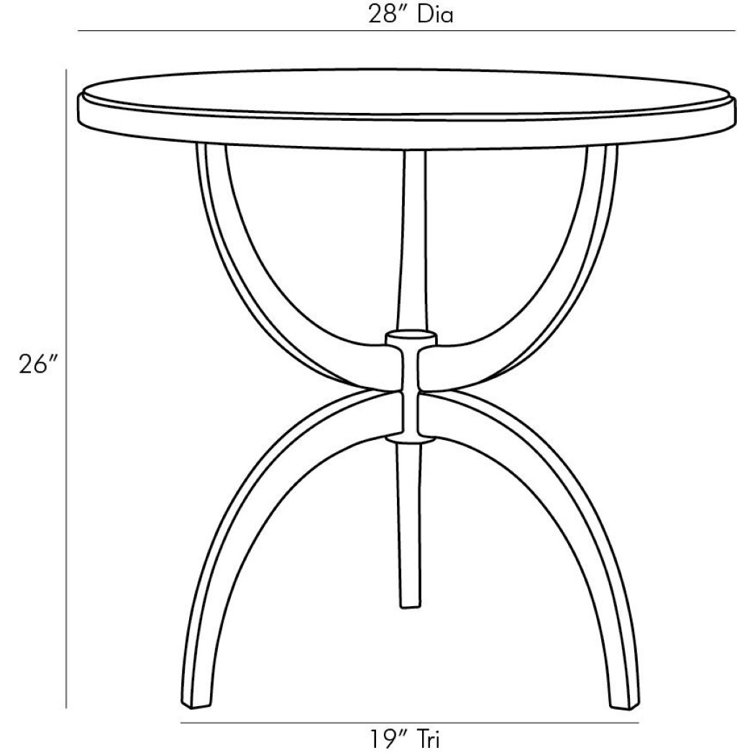 Sultry Smoke Finish Oak Round Side Table with Three-Prong Base