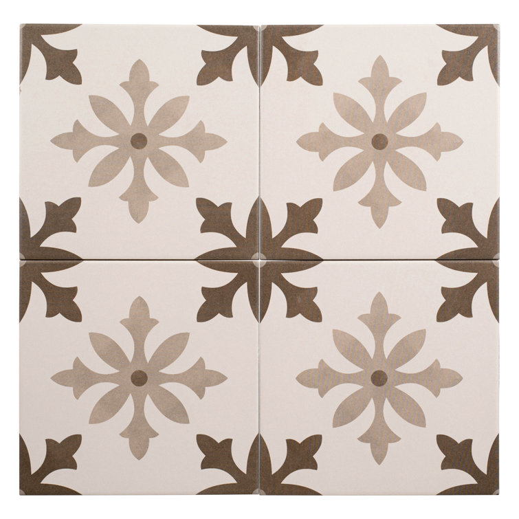 Istanelle 8" Beige and Brown Porcelain Encaustic Tile