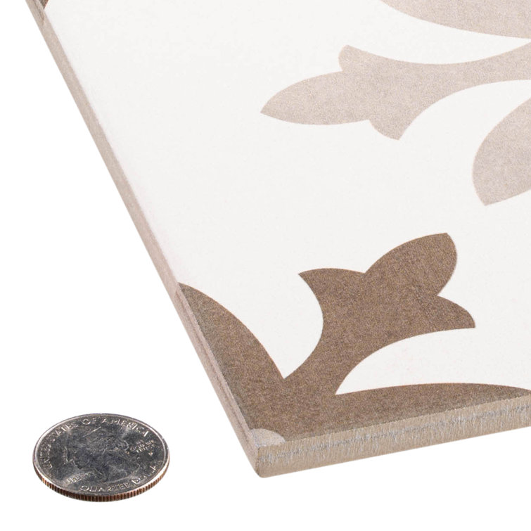 Istanelle 8" Beige and Brown Porcelain Encaustic Tile