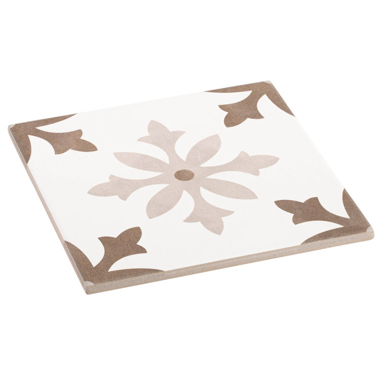 Istanelle 8" Beige and Brown Porcelain Encaustic Tile