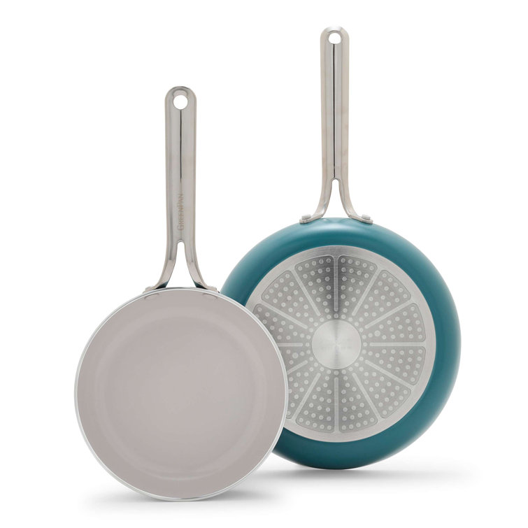 Deep Teal Aluminum Ceramic Nonstick Fry Pan Set, 8in and 10in