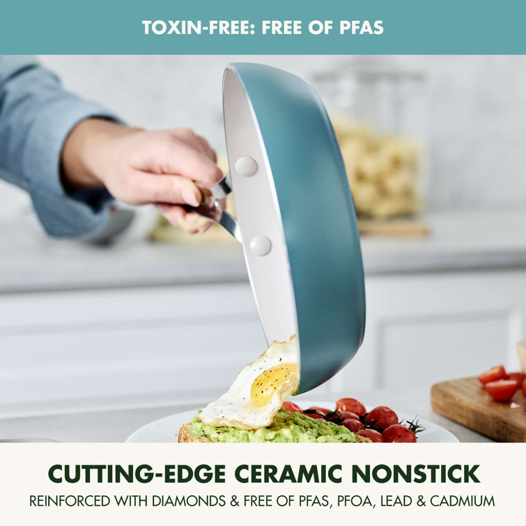 Deep Teal Aluminum Ceramic Nonstick Fry Pan Set, 8in and 10in