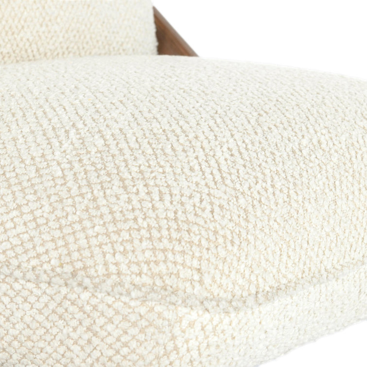 Handcrafted Light Beige Chenille and Ash Wood Accent Chair