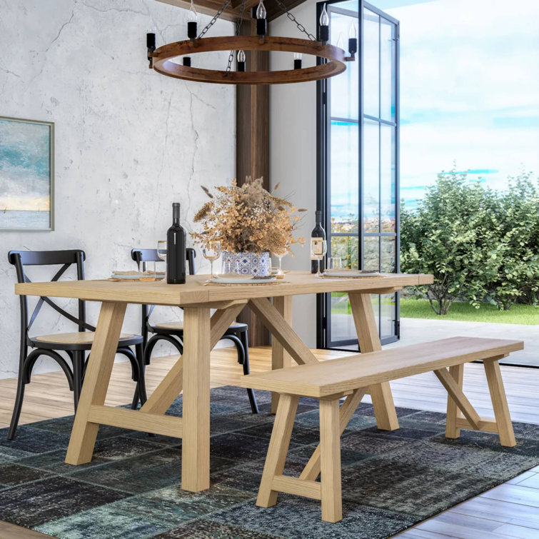 Blonde Oak 72'' Rectangular Solid Wood Farmhouse Table