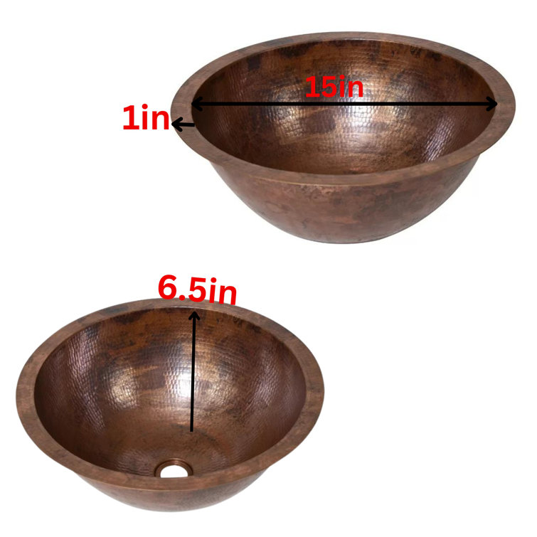 Ambiente 17'' Round Hammered Copper Bathroom Sink