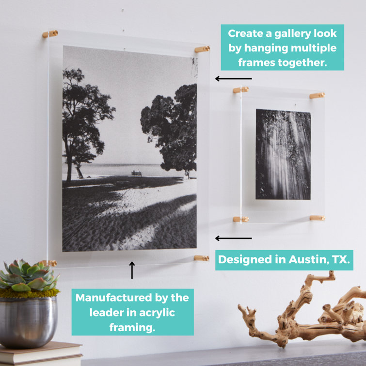 Silver Acrylic Floating Wall Mount Picture Frame