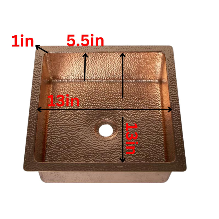 Ambiente 15'' Hammered Copper Square Undermount Bathroom Sink