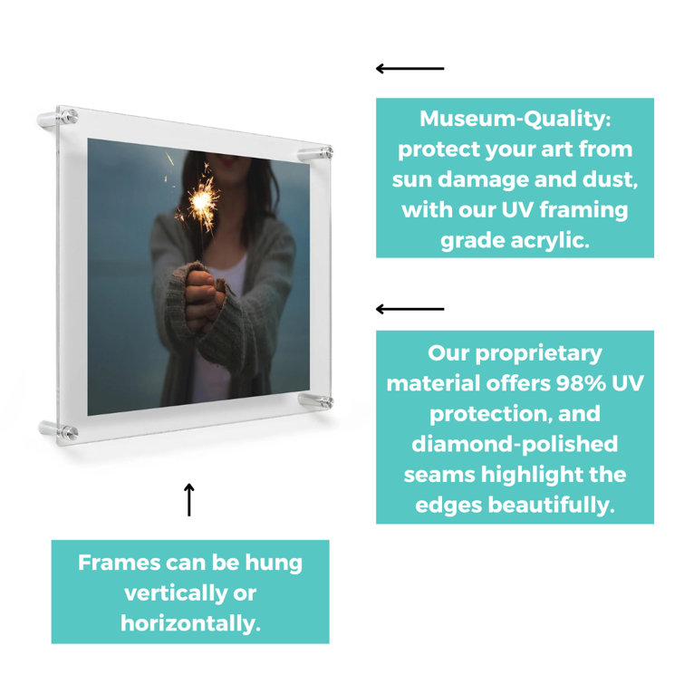 Silver Acrylic Floating Wall Mount Picture Frame