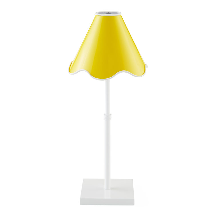 Yellow Ripple Rechargeable Outdoor LED Table Lamp with White Base