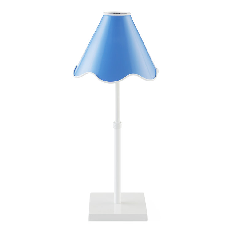 Blue Ripple Cordless Outdoor LED Table Lamp with White Base